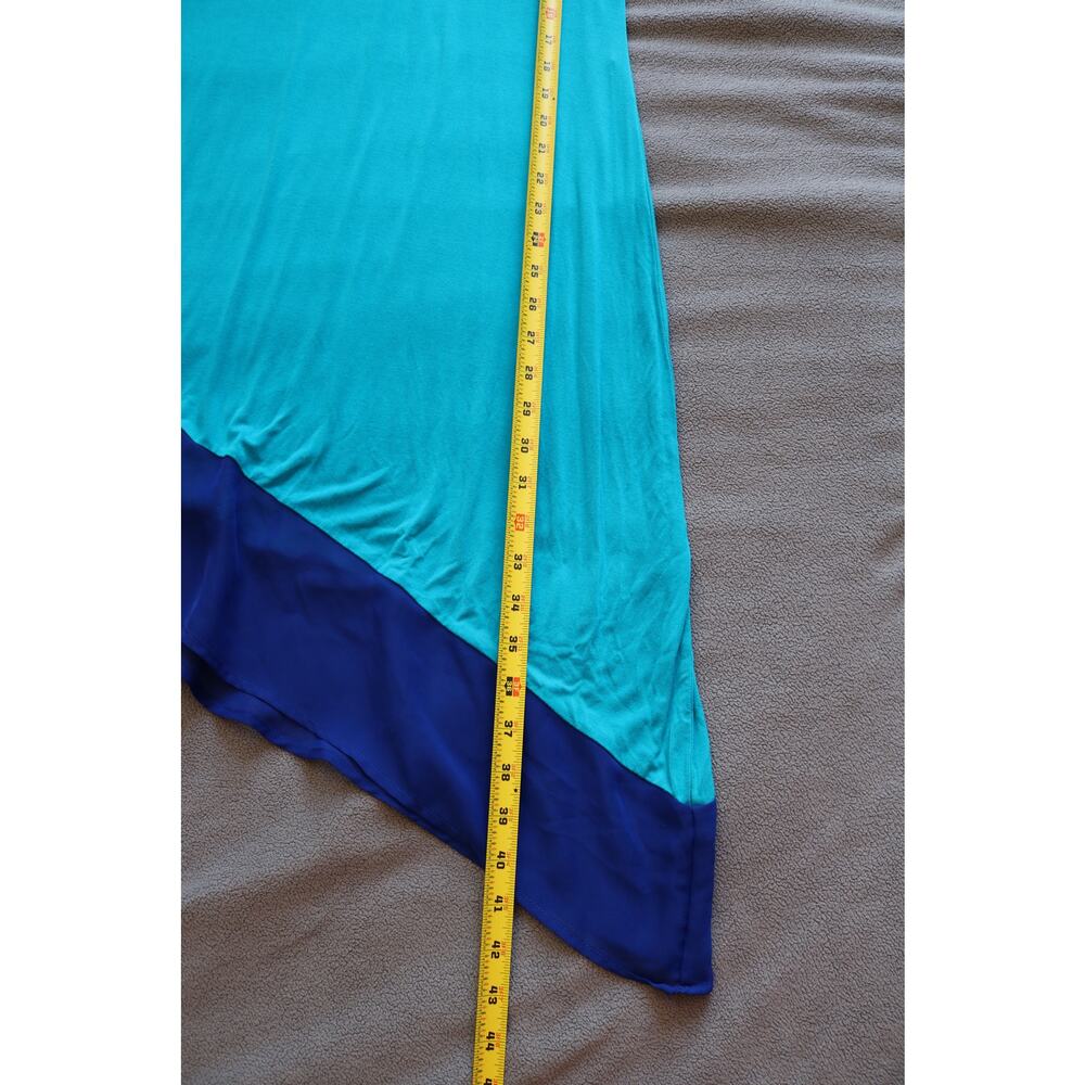 CALVIN KLEIN Dress Medium Aqua Blue Asymmetrical Sheer Ruffle Sleeveless Beach - Picture 6 of 16